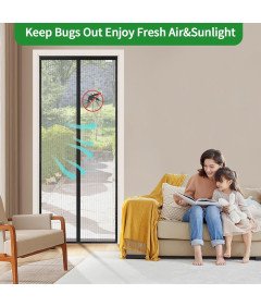 Moskitiera Magnetyczna na Drzwi Balkonowe 95x215 cm Ochrona na Owady Komary