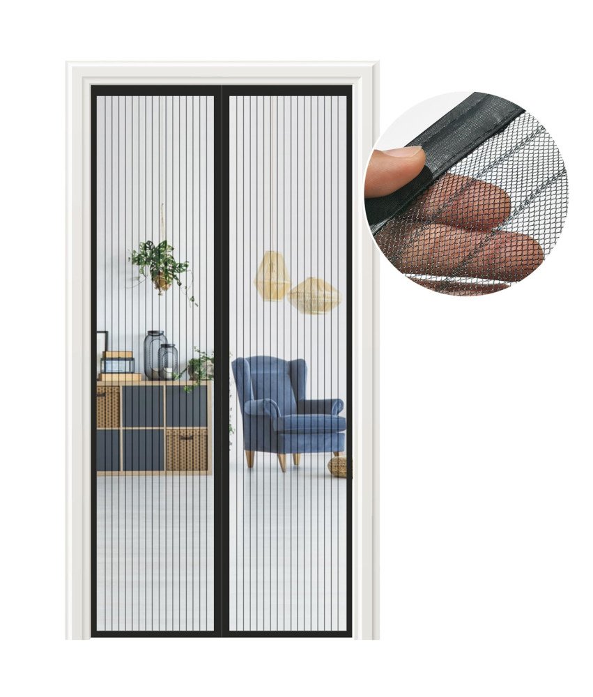 Moskitiera Magnetyczna 85x240 cm na Drzwi Balkonowe Bez Wiercenia Czarna