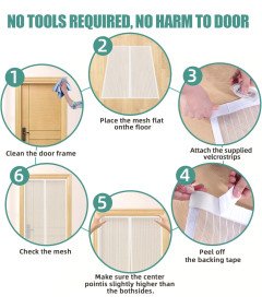 Moskitiera Magnetyczna na Drzwi Balkonowe Tarasowe Biała 180x220 cm