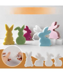 Silikonowe Formy do Świec Odlewów Diy Rękodzieło Zające Wielkanocne 4 Wzory