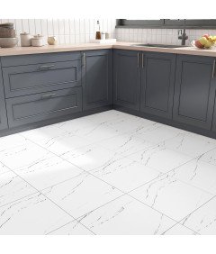 Płytki Podłogowe Samoprzylepne Winylowe PCV Biały Marmur 30 x 30 cm 1,4 m²