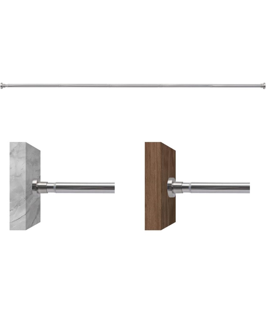 Karnisz Drążek Teleskopowy Regulowany 76-210 cm 6 Elementów Srebrny