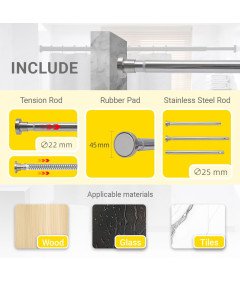 Karnisz Drążek Teleskopowy Regulowany 76-210 cm 6 Elementów Srebrny