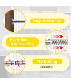 Karnisz Drążek Teleskopowy Regulowany 76-210 cm 6 Elementów Srebrny