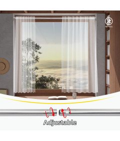 Karnisz Drążek Teleskopowy Regulowany 76-210 cm 6 Elementów Srebrny