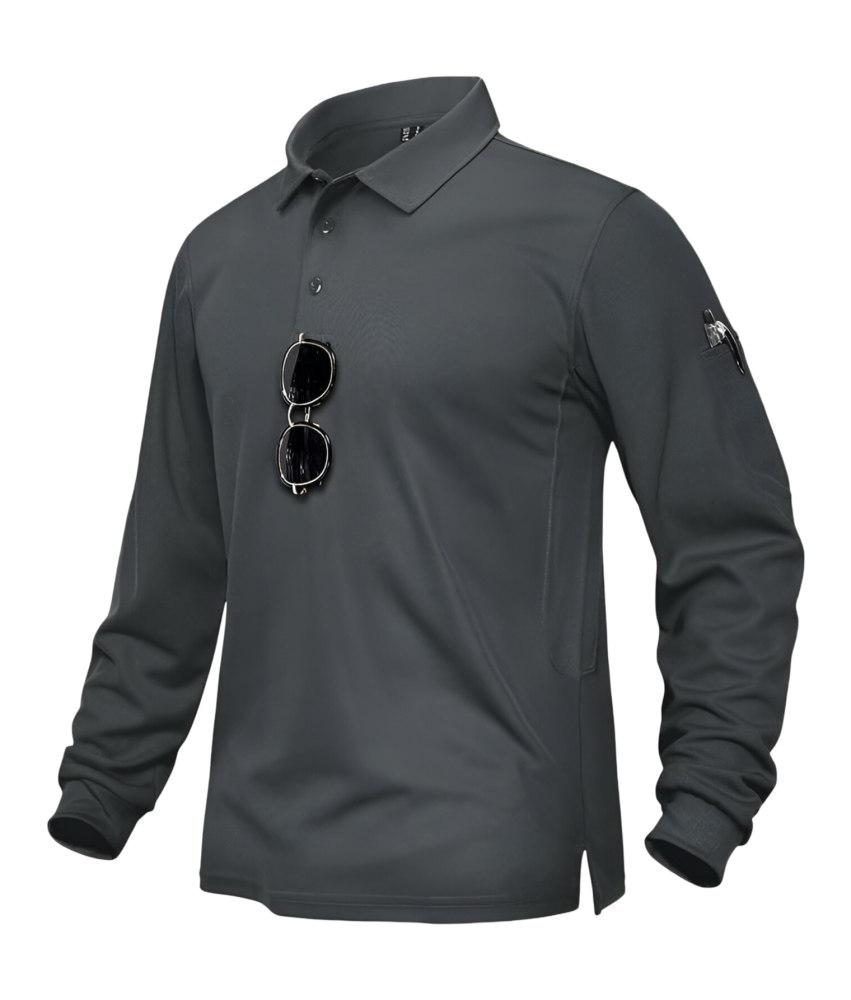 Męska Koszulka Polo Długi Rękaw do Golfa Taktyczna Stylowa Szara 3XL