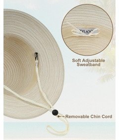 Zylioo Damski Kapelusz Plażowy Słomkowy Letni Szerokie Rondo Beżowy 61 cm