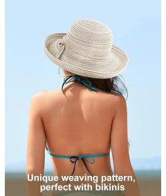 Zylioo Damski Kapelusz Plażowy Słomkowy Letni Szerokie Rondo Beżowy 61 cm