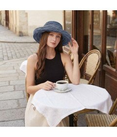 Zylioo Kapelusz Przeciwsłoneczny dla Kobiet Podróżny Plażowy Niebieski 62cm