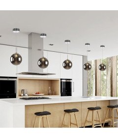 Euone Lampa wisząca szklana kula z kryształowymi frędzlami