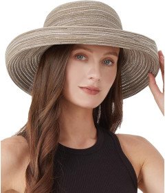 Zylioo Kapelusz Przeciwsłoneczny dla Kobiet Podróżny na Plażę Beżowy 63 cm