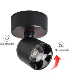 Reflektor Sufitowy LED Obrotowy Lampa Sufitowa Kinkiet Oświetlenie Czarny