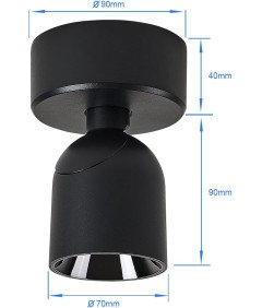 Reflektor Sufitowy LED Obrotowy Lampa Sufitowa Kinkiet Oświetlenie Czarny