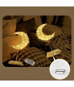 Lampka Stołowa Nocna LED na Baterie Księżyc Dekoracyjna Ozdoba Złota 38 cm