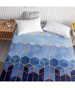 Prześcieradło z Gumką Mikrofibra Geometryczne Niebieskie 160 x 200 cm