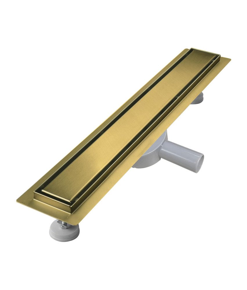 Sunrik Rynna Odpływ Prysznicowy 120 cm z Sitkiem i Syfonem 360° Złoty