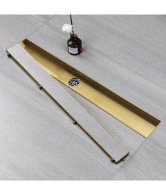 Sunrik Rynna Odpływ Prysznicowy 120 cm z Sitkiem i Syfonem 360° Złoty