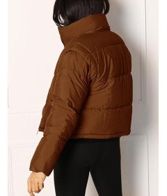 Cicy Bell Damska Kurtka Puchowa z Odpinanymi Rękawami Brązowa M