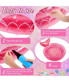 Dmuchany Basen Brodzik Dziecięcy Ogrodowy PCV Różowy Motyw Syrenki Ø 90 cm