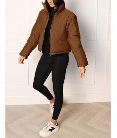 Cicy Bell Damska Kurtka Puchowa z Odpinanymi Rękawami Brązowa M