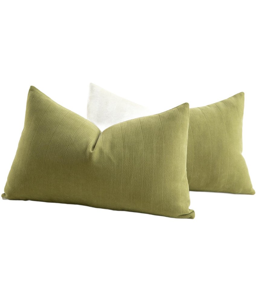 Zestaw 2 Poszewek na Poduszki 60x60cm Oliwkowo Zielona Tkanina