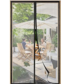 Magnetyczna Moskitiera na Drzwi Balkonowe 95x205 cm Czarna bez Wiercenia