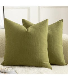 Zestaw 2 Poszewek na Poduszki 60x60cm Oliwkowo Zielona Tkanina