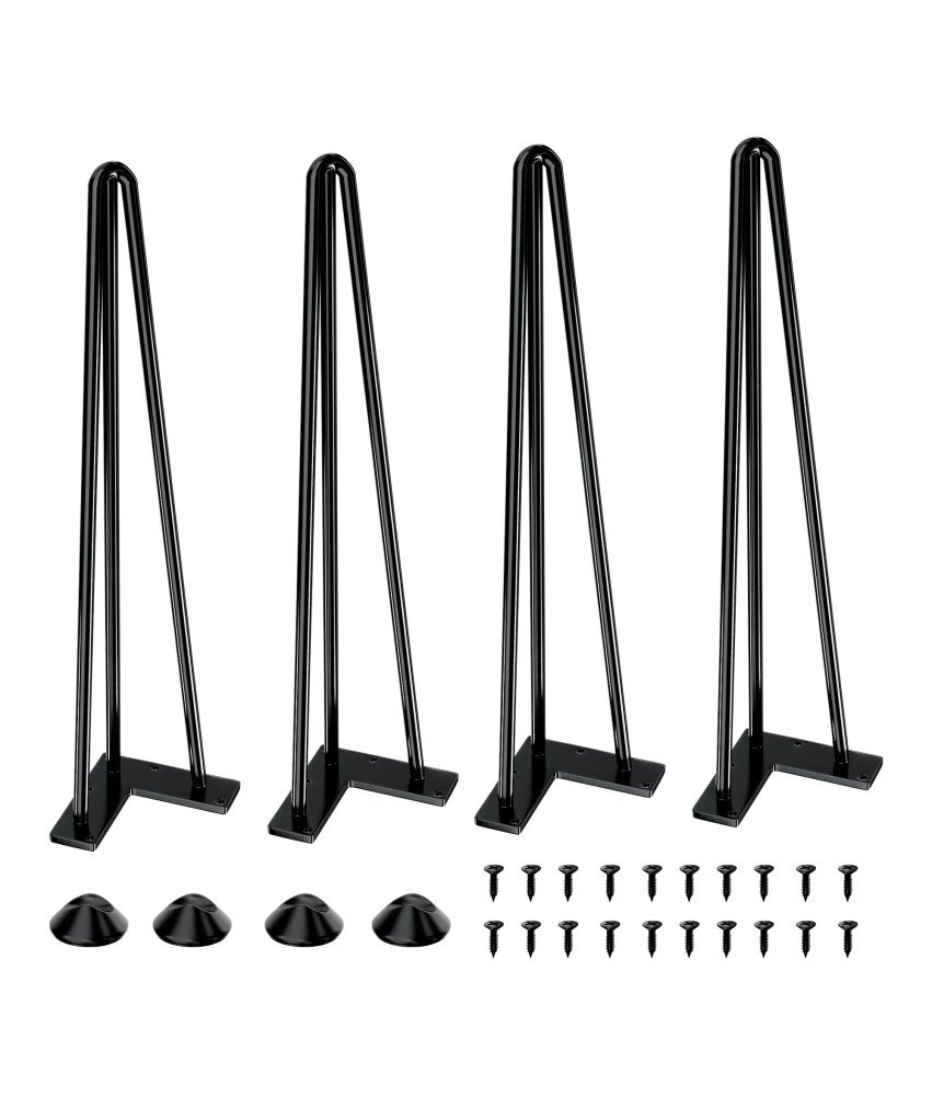 Nogi Stołowe Nóżki od Stołu Metalowe z Ochraniaczami Podłogi 51 cm 4 Sztuki