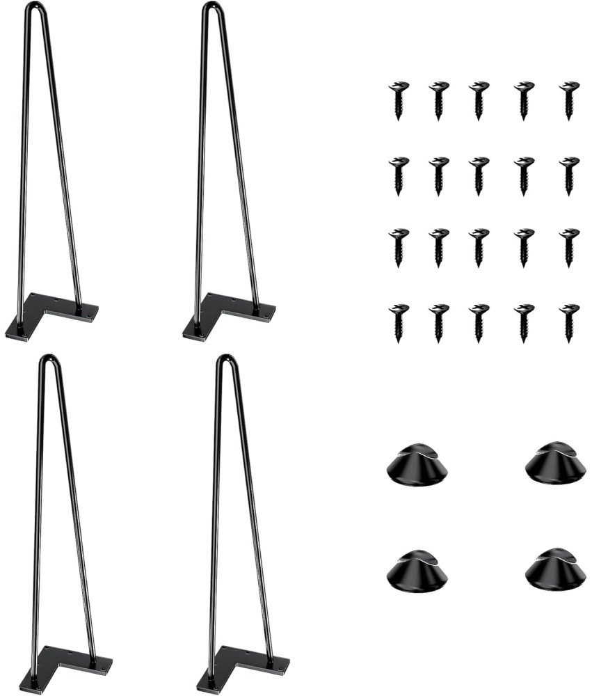 Nogi Stołowe Nóżki od Stołu Metalowe z Ochraniaczami Podłogi 51 cm 4 Sztuki