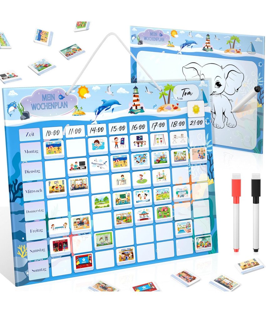Tablica Magnetyczna Dla Dzieci Tygodniowy Planer z 216 Magnesami