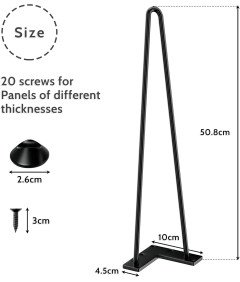 Nogi Stołowe Nóżki od Stołu Metalowe z Ochraniaczami Podłogi 51 cm 4 Sztuki