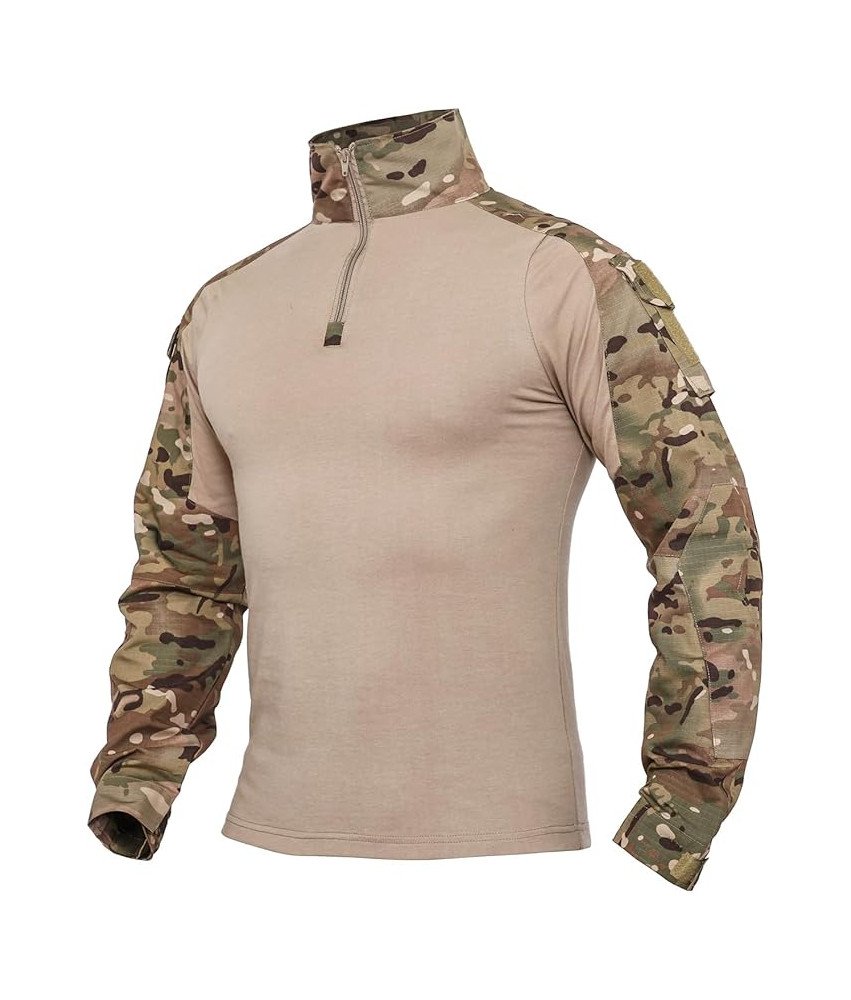 Bluza Taktyczna Męska Wojskowa Odzież Ochronna z Kieszeniami Brązowa XL