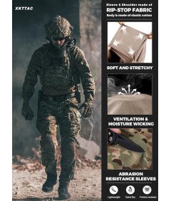 Bluza Taktyczna Męska Wojskowa Odzież Ochronna z Kieszeniami Brązowa XL