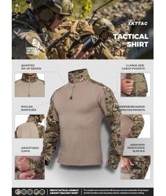 Bluza Taktyczna Męska Wojskowa Odzież Ochronna z Kieszeniami Brązowa XL