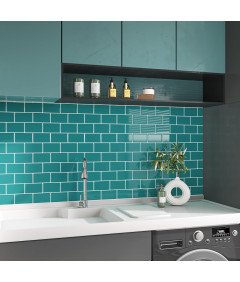 Naklejki na Płytki 12 szt Turkusowe Samoprzylepne Wodoodporne 30,5 x 30,5cm