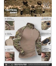 Bluza Taktyczna Męska Wojskowa Odzież Ochronna z Kieszeniami Brązowa S