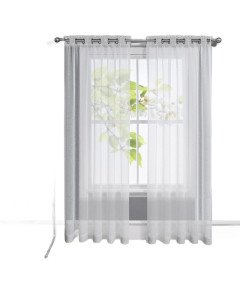 Zasłony Białe z Przelotkami Transparentne Zestaw 2szt Do Sypialni 260x140cm