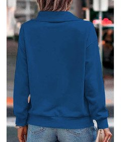 Damska Bluza z Zamkiem Błyskawicznym z Długim Rękawem XS Granatowy