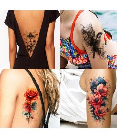 Zestaw 6 Arkuszy Tymczasowych Tatuaży Ważki i Motyle