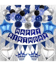Zestaw Dekoracji Urodzinowych Niebiesko Srebrny Komplet na Przyjęcie