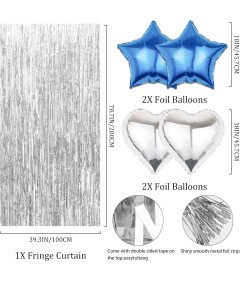 Zestaw Dekoracji Urodzinowych Niebiesko Srebrny Komplet na Przyjęcie