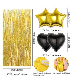 Zestaw Dekoracji Urodzinowych Czarno Złoty Komplet na Przyjęcie