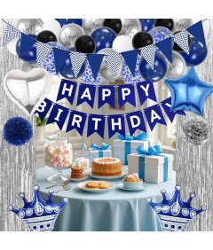 Zestaw Dekoracji Urodzinowych Niebiesko Srebrny Komplet na Przyjęcie