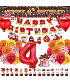 Zestaw Dekoracji Urodzinowych Strażackich 4 Urodziny Chłopca