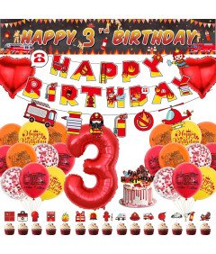 Zestaw Dekoracji Urodzinowych Strażackich 3 Urodziny Chłopca