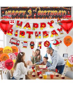 Zestaw Dekoracji Urodzinowych Strażackich 3 Urodziny Chłopca