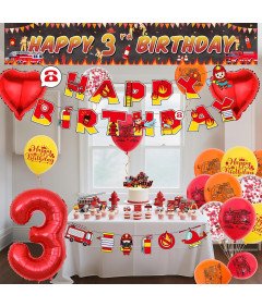 Zestaw Dekoracji Urodzinowych Strażackich 3 Urodziny Chłopca