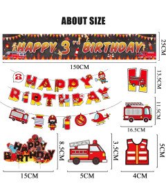 Zestaw Dekoracji Urodzinowych Strażackich 3 Urodziny Chłopca