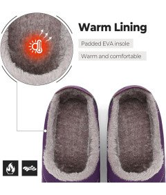 Kapcie Zimowe Unisex Ciepłe z Pluszową Wyściółką Fioletowe Rozmiar 41