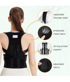 PAHOM Korektor Pleców Pas Podtrzymujący Postawę Unisex Oddychający M